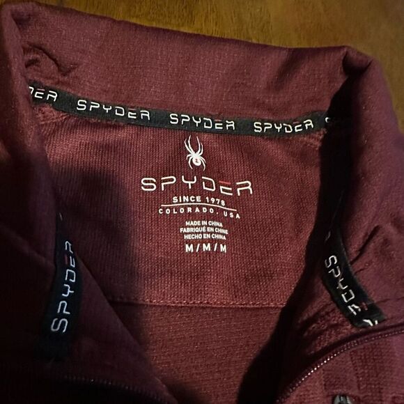 Spyder Mens Maroon 1/4 Zip Pullover Thermal wicking Sweater Shirt New Size M - Picture 6 of 12
